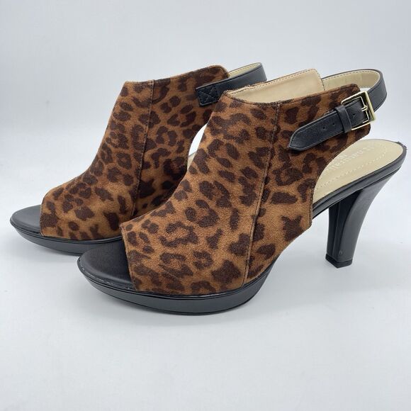 Naturalizer N5 Comfort Danby Peep Toe Ankle Strap Heels Women's 9.5M Animal Prin - Picture 14 of 16
